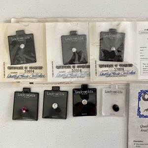 Lindenwold vintage cubic zirconia diamonds, ruby and black oval gem. 1& 2 carat